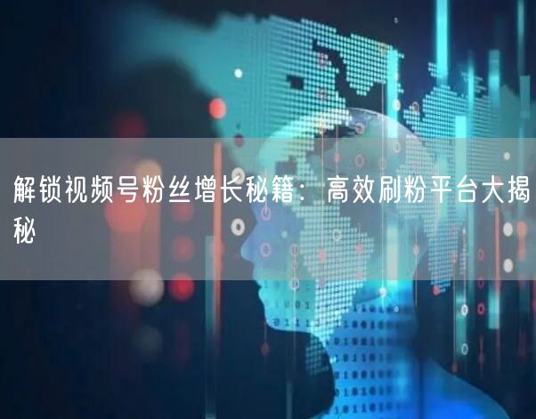 解锁视频号粉丝增长秘籍：高效刷粉平台大揭秘