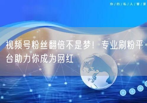 视频号粉丝翻倍不是梦！专业刷粉平台助力你成为网红