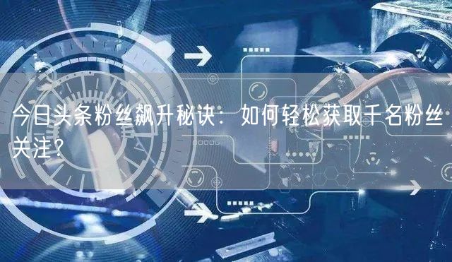 今日头条粉丝飙升秘诀：如何轻松获取千名粉丝关注？