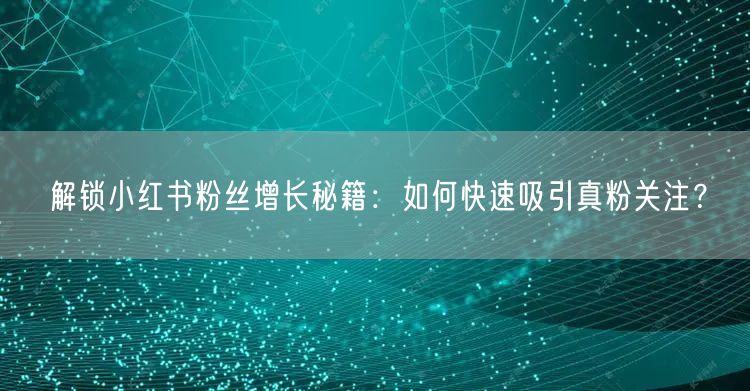 解锁小红书粉丝增长秘籍：如何快速吸引真粉关注？