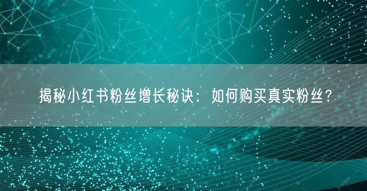 揭秘小红书粉丝增长秘诀：如何购买真实粉丝？