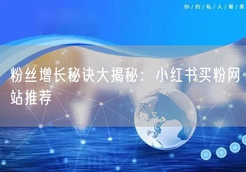 粉丝增长秘诀大揭秘：小红书买粉网站推荐