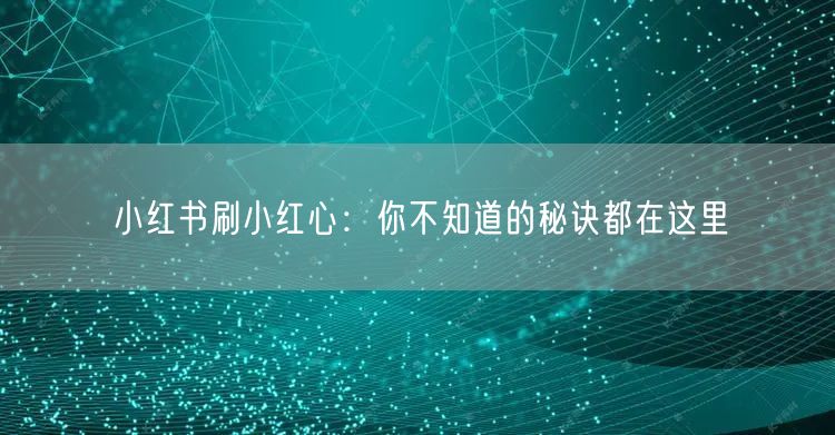 小红书刷小红心：你不知道的秘诀都在这里