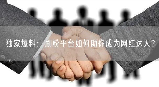 独家爆料：刷粉平台如何助你成为网红达人？