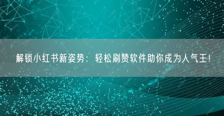 解锁小红书新姿势：轻松刷赞软件助你成为人气王！