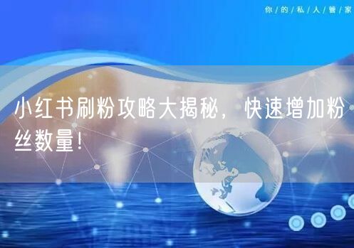 小红书刷粉攻略大揭秘，快速增加粉丝数量！