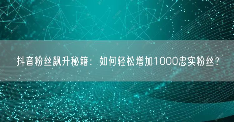 抖音粉丝飙升秘籍：如何轻松增加1000忠实粉丝？