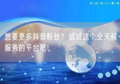 想要更多抖音粉丝？试试这个全天候服务的平台吧！