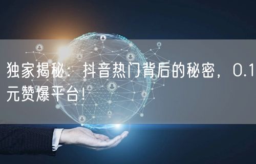 独家揭秘：抖音热门背后的秘密，0.1元赞爆平台！