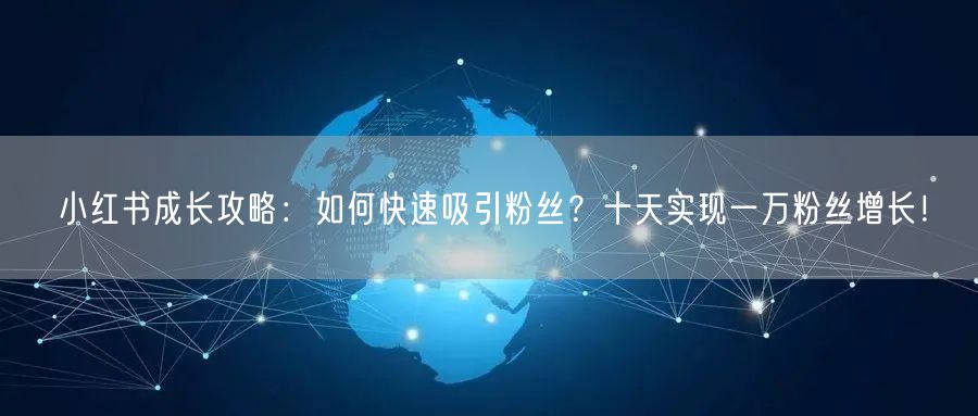 小红书成长攻略：如何快速吸引粉丝？十天实现一万粉丝增长！