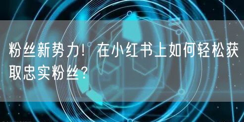 粉丝新势力！在小红书上如何轻松获取忠实粉丝？