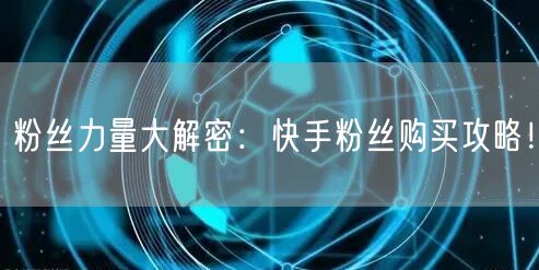 粉丝力量大解密：快手粉丝购买攻略！