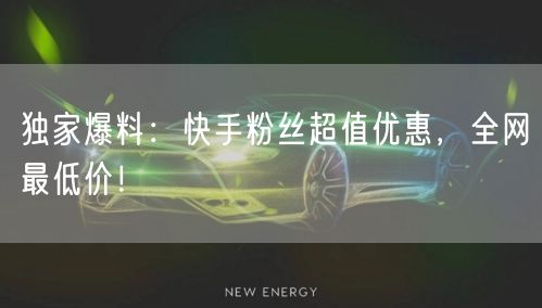 独家爆料：快手粉丝超值优惠，全网最低价！