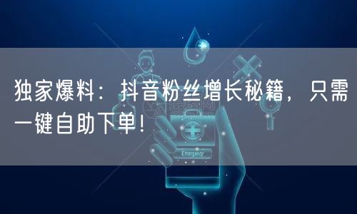 独家爆料：抖音粉丝增长秘籍，只需一键自助下单！