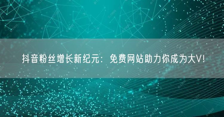 抖音粉丝增长新纪元：免费网站助力你成为大V！