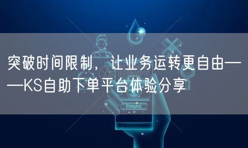 突破时间限制，让业务运转更自由——KS自助下单平台体验分享