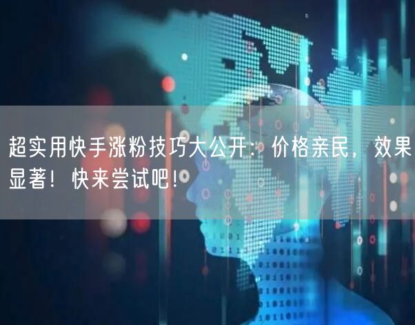 超实用快手涨粉技巧大公开：价格亲民，效果显著！快来尝试吧！
