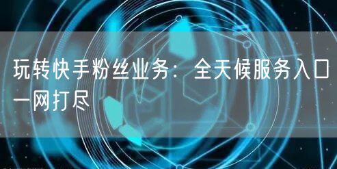 玩转快手粉丝业务：全天候服务入口一网打尽