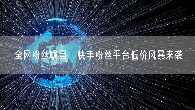 全网粉丝瞩目！快手粉丝平台低价风暴来袭